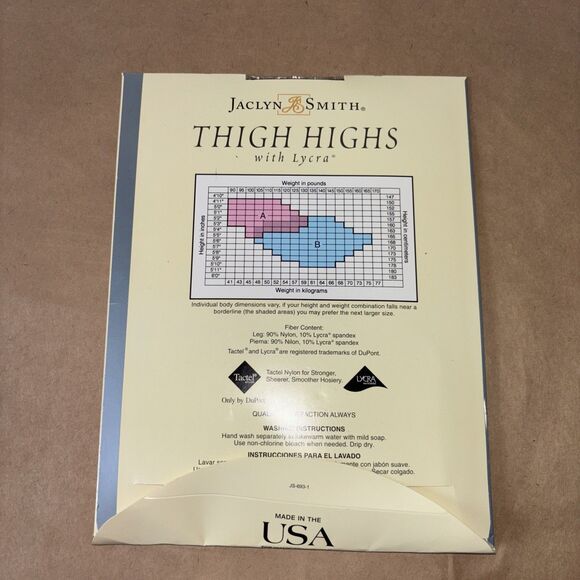 Jaclyn Smith Thigh Highs Size A Jet Black 20 Denier Lycra Lace Sandalfoot New - Picture 3 of 3